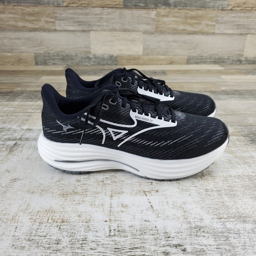 Mizuno Wave Rider 29 Womens Shoes Sz 10.5 Running Athletic Black White Sneakers
